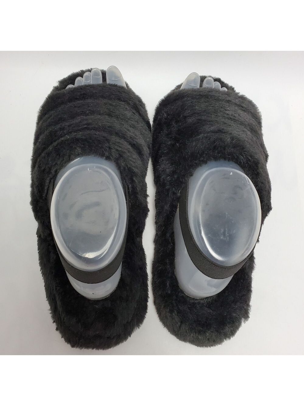 Cozy Fluffy Mule Sling Back Elastic Strap Faux Fur Slippers Black Size Medium - Picture 4 of 12